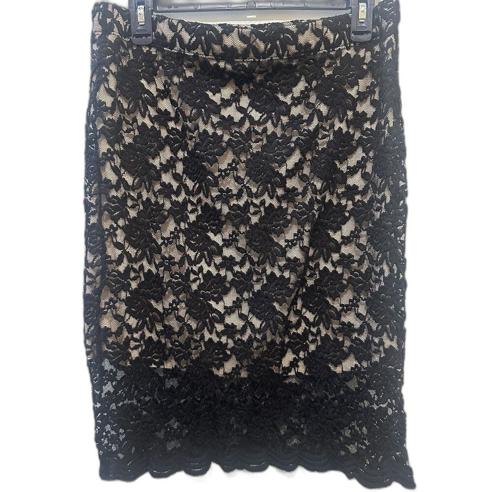 Rue21 Black Lace Overlay Skirt XL Holiday Party Dressy Sexy Knit Goth Bodycon